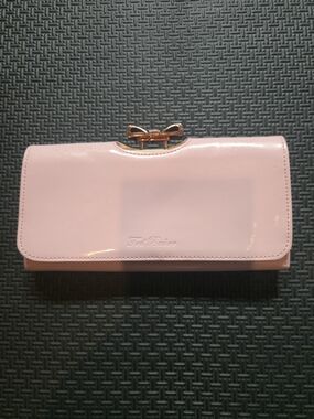 Ted Baker Pale Pink Patent Bow-Top Wallet